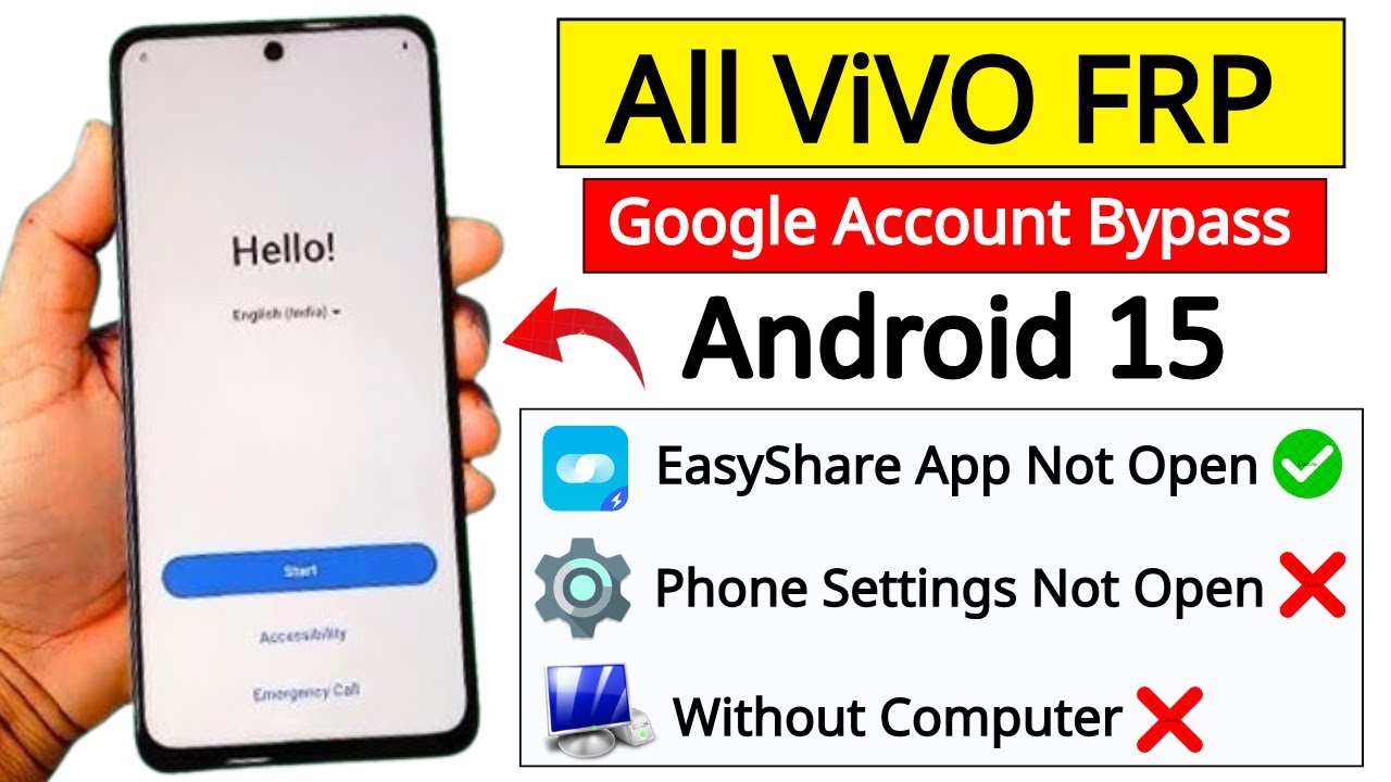 All Vivo Android 15 FRP BYPASS | EasyShare App Not Open | Without PC - Settings Not Open 2026