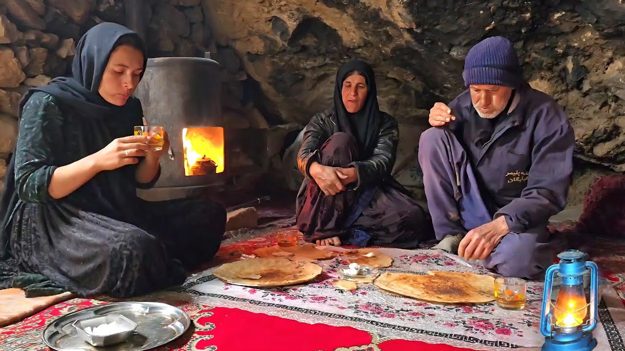 The harsh life of cave nomads in the Zagros Mountains 🏔️ | A full day in a cave 🐐🔥