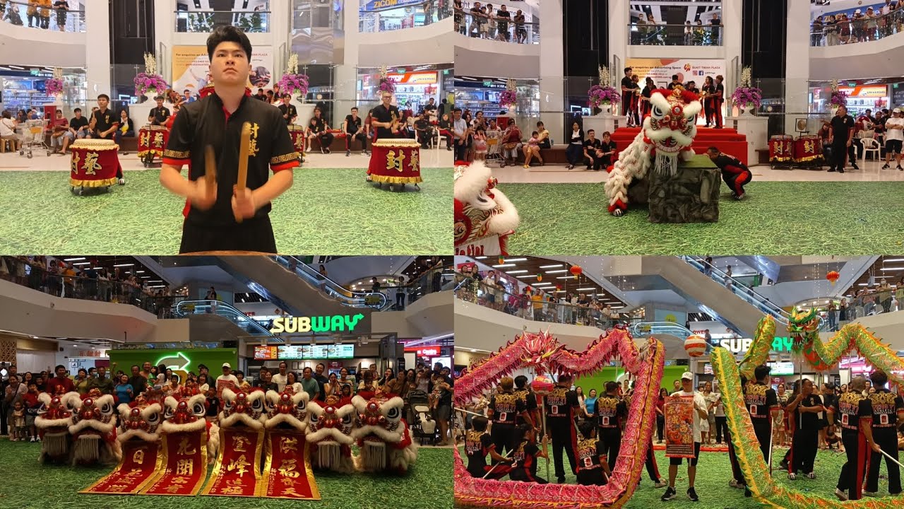 新加坡封藝体育会 Feng Yi War Drum, Lion Caiqing and Dragon Dance Performance at Bukit Timah Plaza