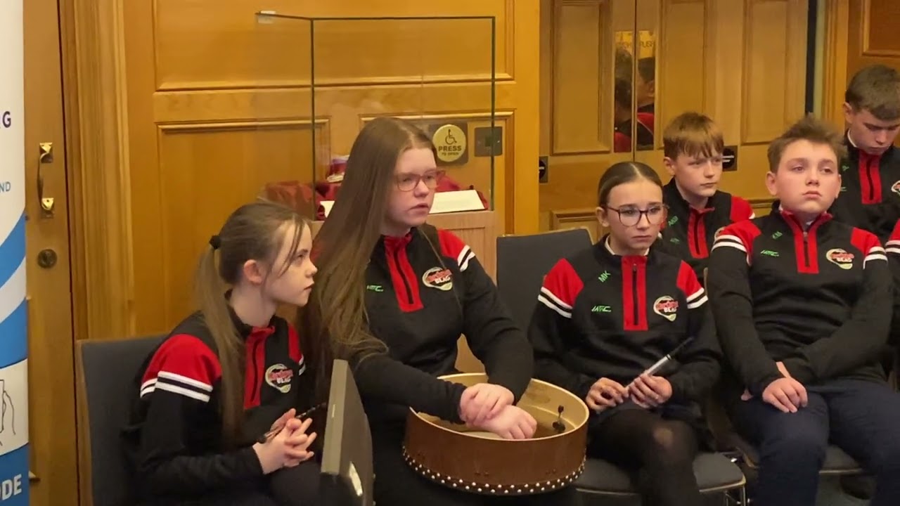 An Grúpa Beag, young musicians from Derry schools perform for the Mayor of Derry and Strabane 