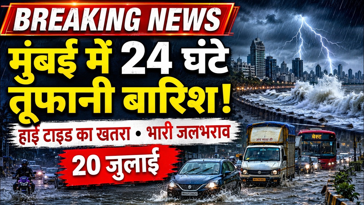 मुंबई में अगले 24 घंटे भारी बारिश का कहर! 🌧️ हाई टाइड का अलर्ट | Mumbai Rain News Today | 20 July 26