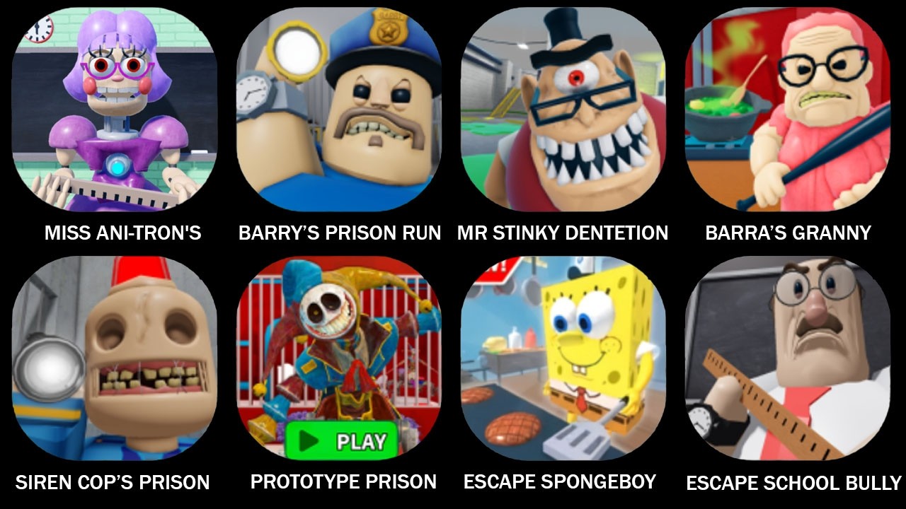 ESCAPE MISS ANI-TRON'S DETENTION! (SCARY OBBY), , BARRY'S PRISON RUN! (OBBY), GREAT SCHOOL BREAKOUT!