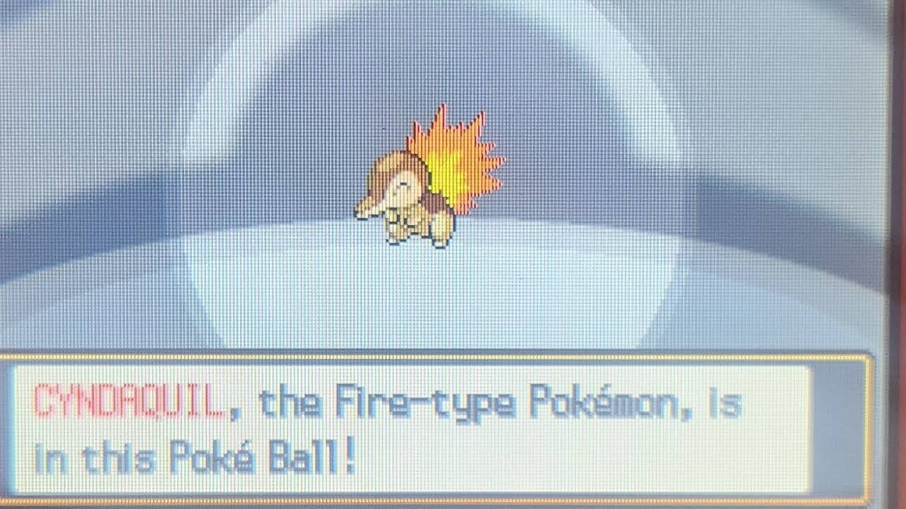 Shiny cyndaquil in heart gold after 3588 SRs