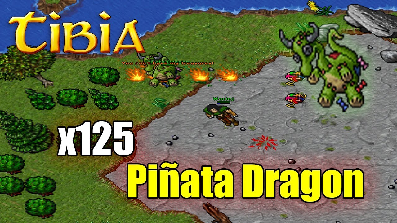 Tibia - 125 Piñata Dragon OPENING - Pinata Dragon LOOT