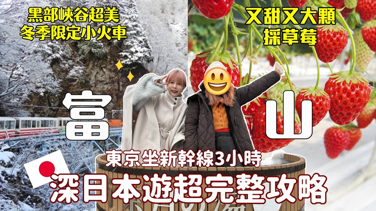 深入富山旅遊攻略🔥一輩子一定要去一次✨黑部峽谷超美冬季小火車、採草莓、溫泉旅館⚡️北陸新幹線 EP.3