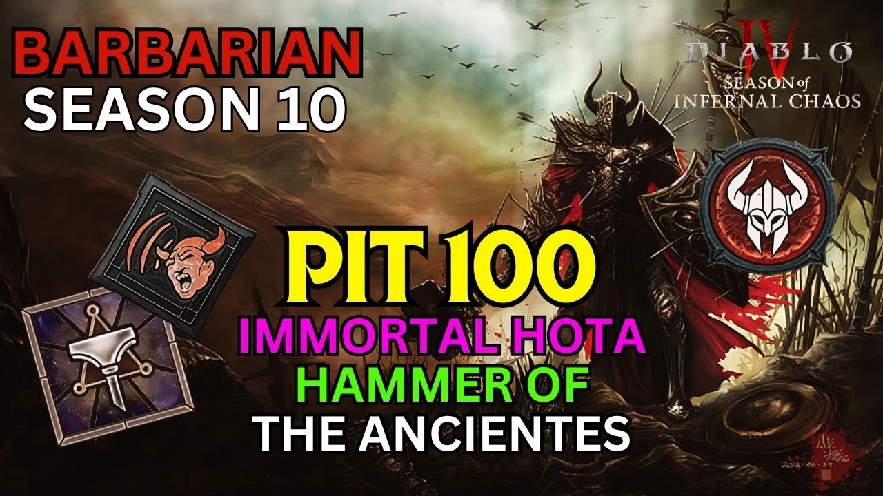 PIT 100 Immortal HotA Trillion Damage Barbarian Diablo 4 Season 10 #barbarian #diablo4 #d4 #gameplay