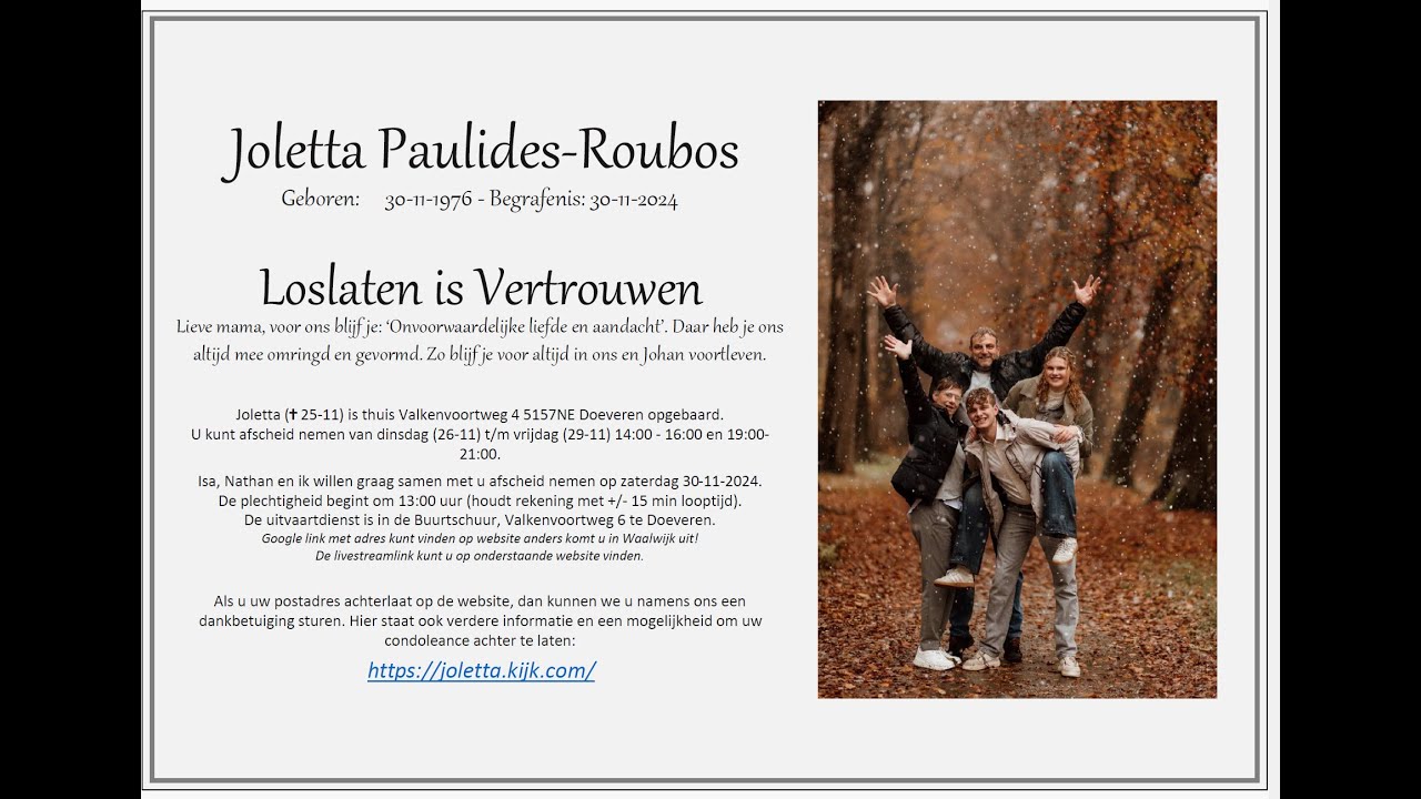 Joletta Paulides Uitvaart 30-11-2024