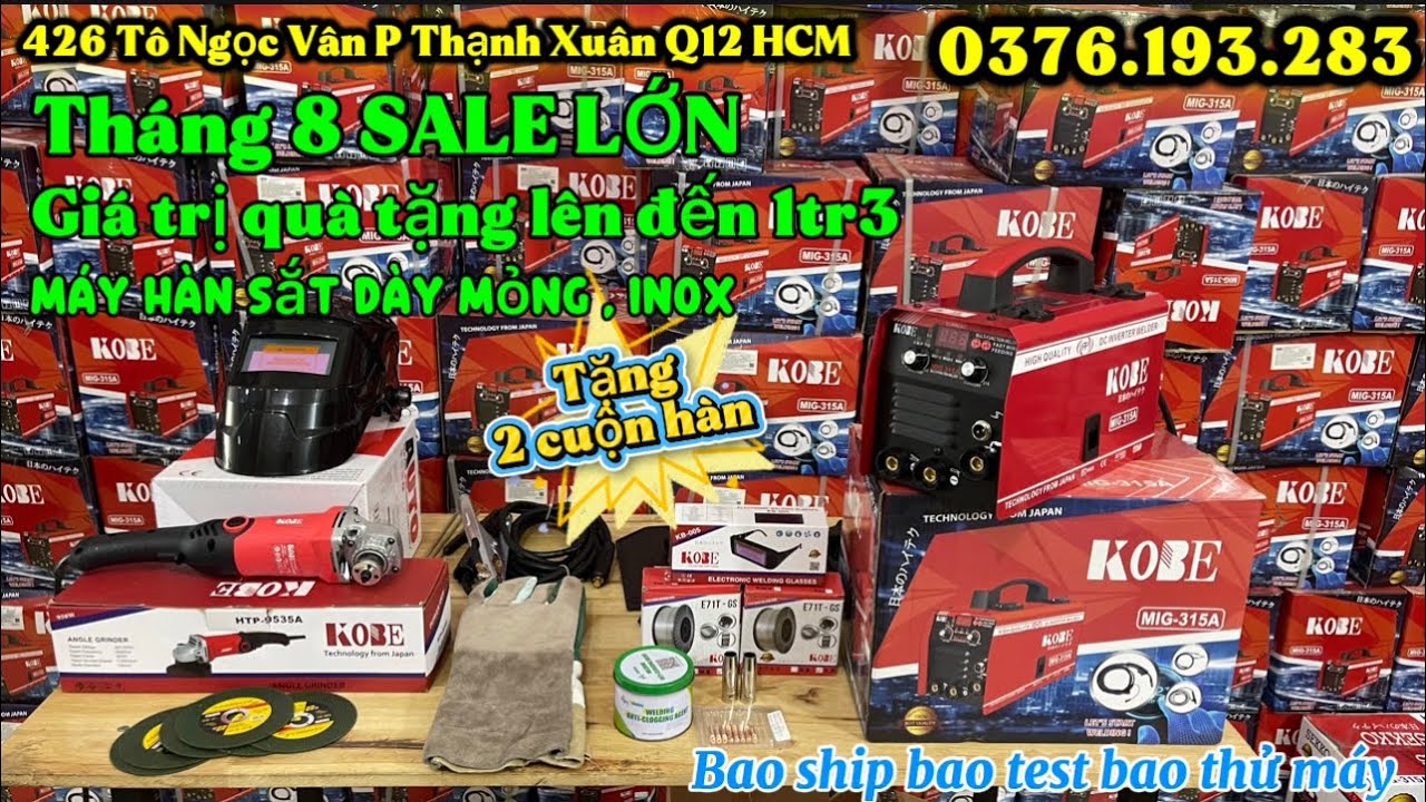 🔺Tặng 2 cuộn hàn🔺~1tr300k Trọn bộ máy hàn Mig KOBE 315A máy hàn đa năng sắt dày inox vô tư #migkobe