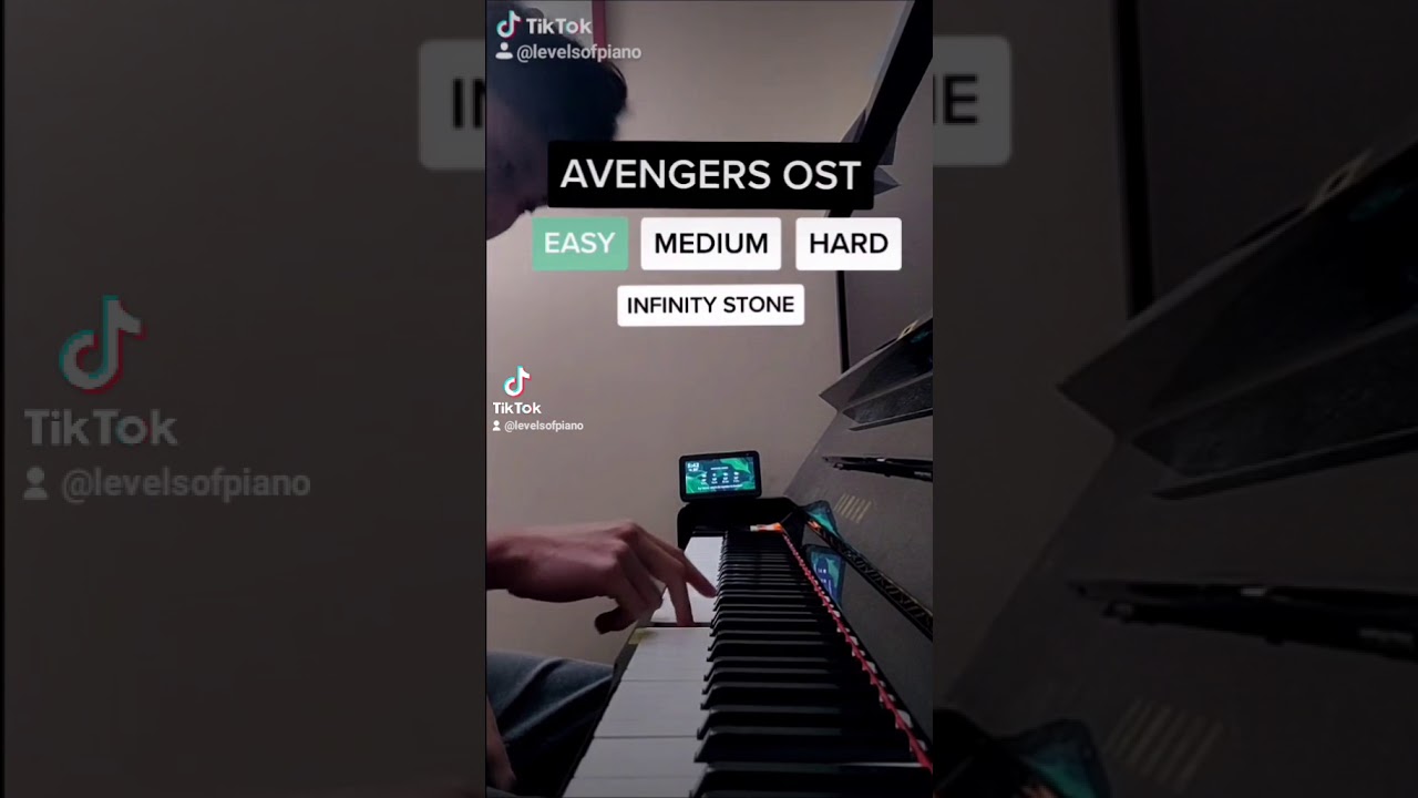 Avengers Theme on piano in 4 levels