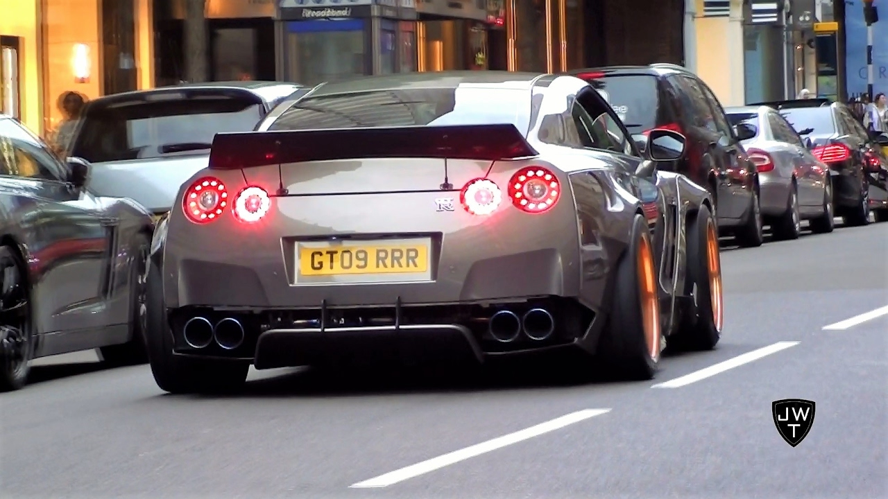 MODIFIED (Widebody) Nissan GT-R's on Sloane Street in London! REVS & Acceleration SOUNDS!