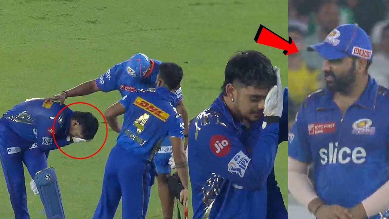 Rohit Sharma shocked when Ishan kishan eyes injured in GT vs MI Playoff 2 match 2023 | ishan injury