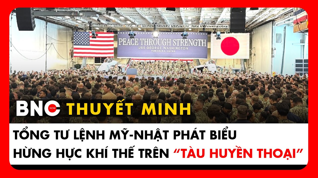 Thuyết minh: 6.000 lính Mỹ, Nhật hò hét khi ông Trump phát biểu chấn động trên tàu sân bay