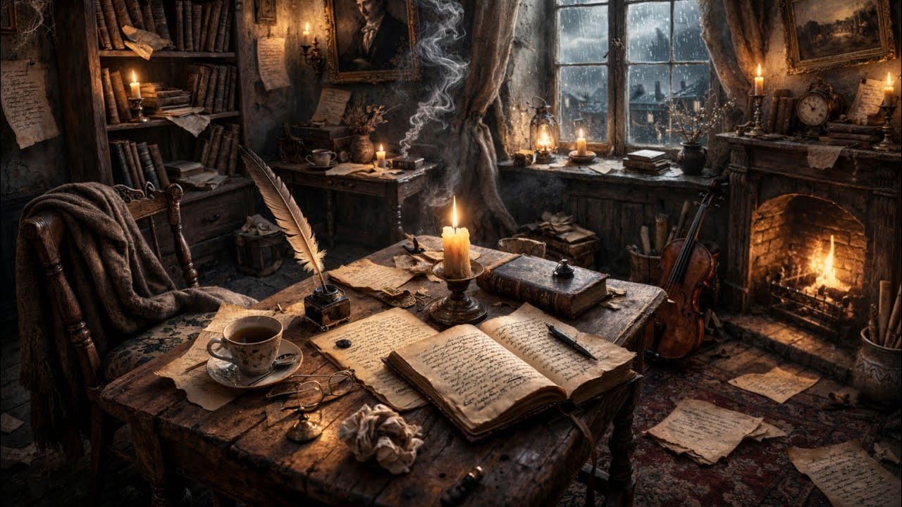 18th Century Writer’s Attic | Melancholic & Poetic Writing Room Ambience