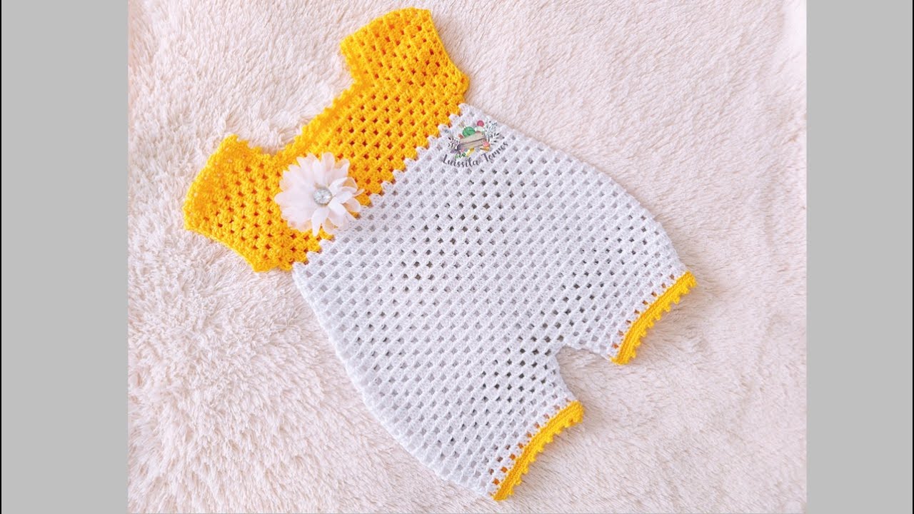 MAMELUCO A CROCHET PARA BEBÉ PASO A PASO - TEJIDO FÁCIL Y RAPIDO - PUNTADA FANTASIA  -3 A 6 MESES
