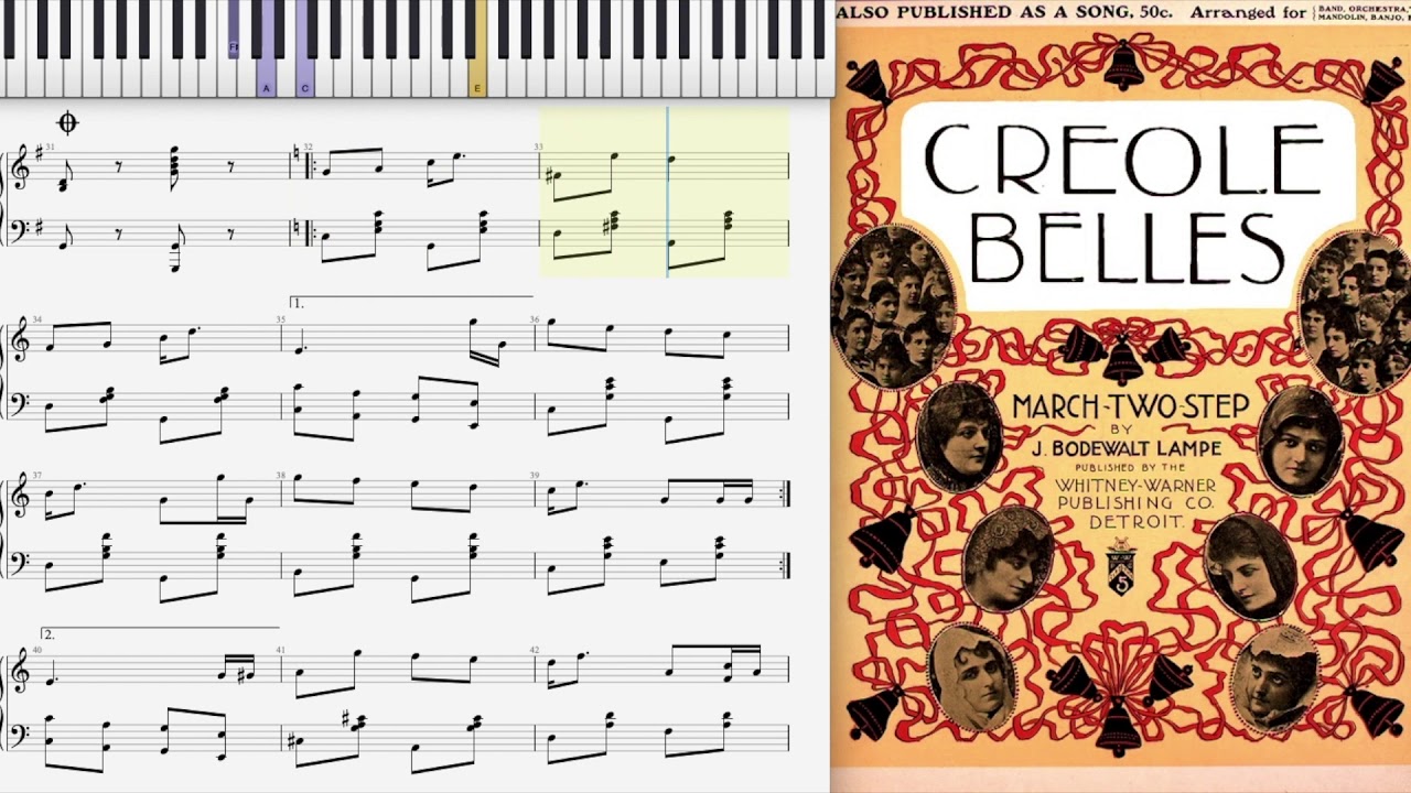 Creole Belles by J. Bodewalt Lampe (1900, Ragtime piano)