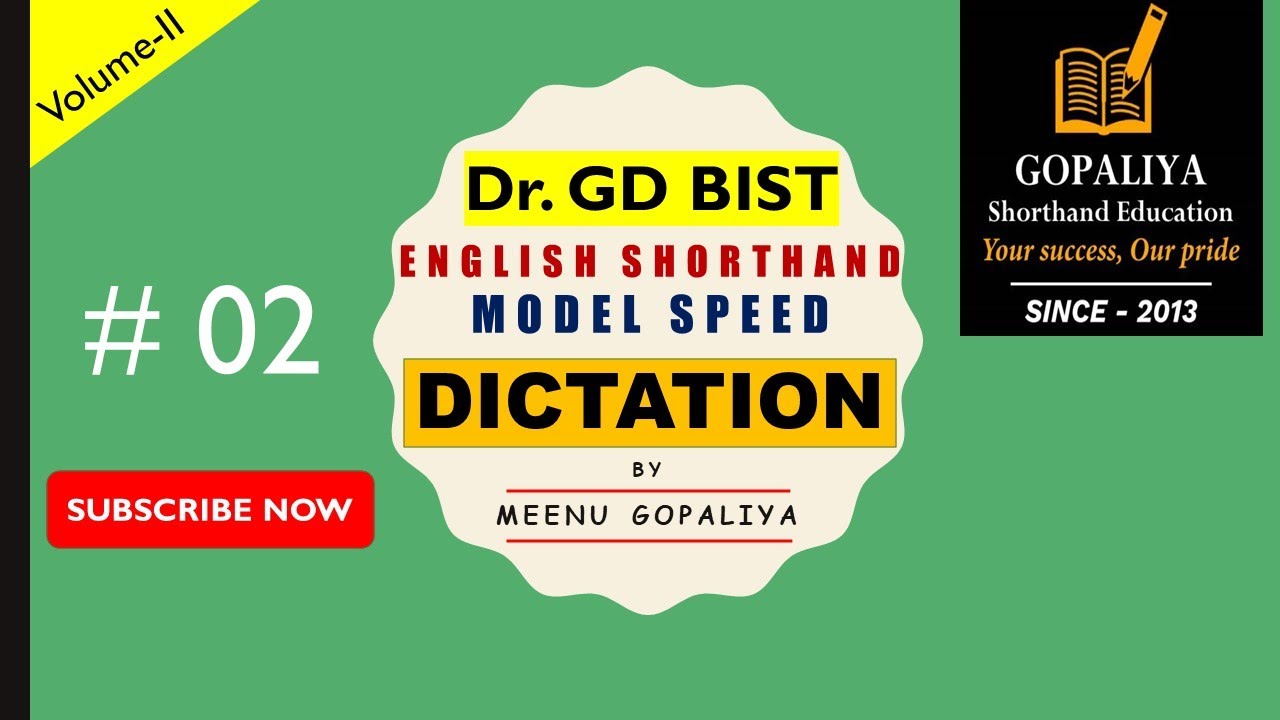 English Shorthand Model Speed Dictation 02 | 100 WPM | GD Bist