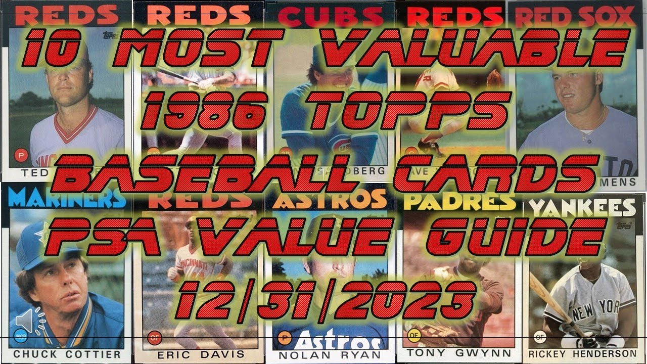 Top 10 1986 Topps Baseball Cards PSA Values 12/31/2023 Baseball Cards Worth Money!! #thehobby
