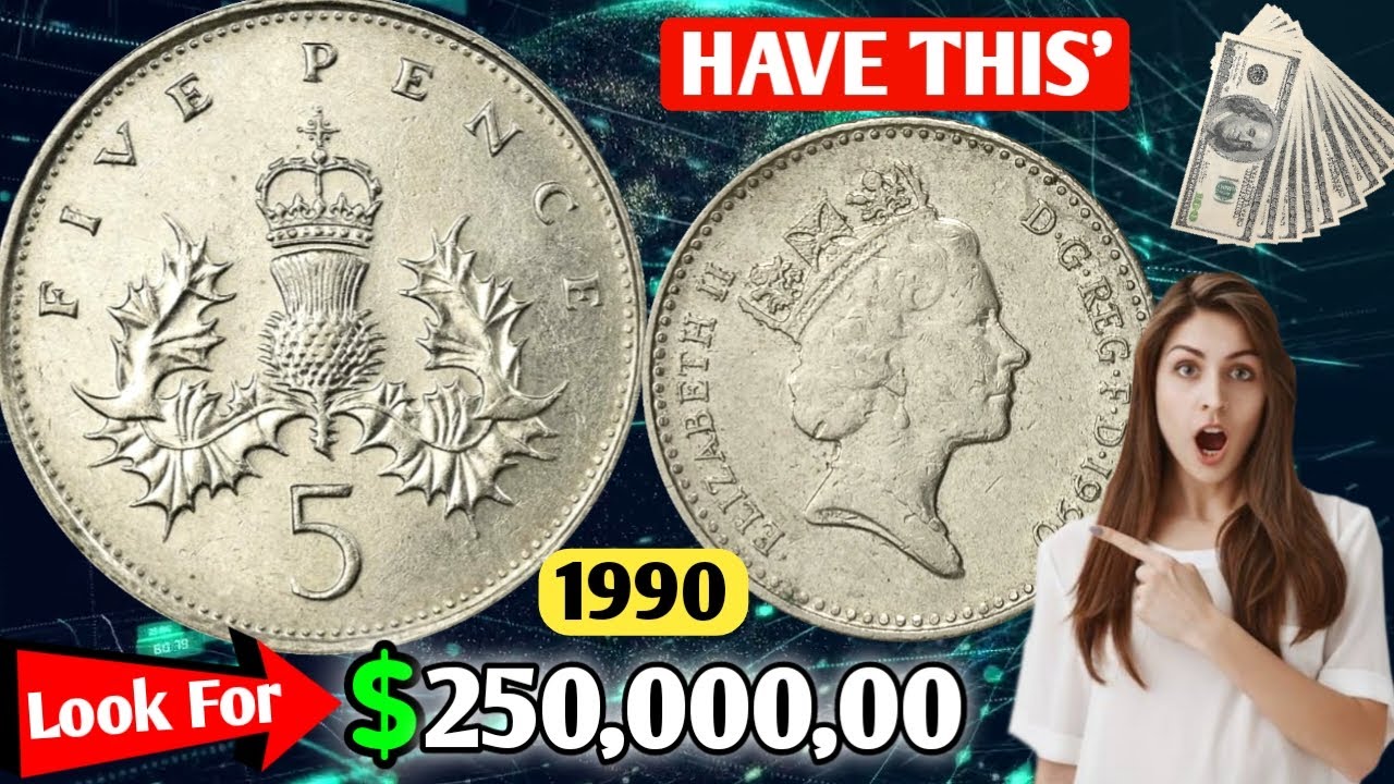 Uk 1990 Great Britain Elizabeth 5 Pence Coin Value | How Much is a Five Pence Worth Today?