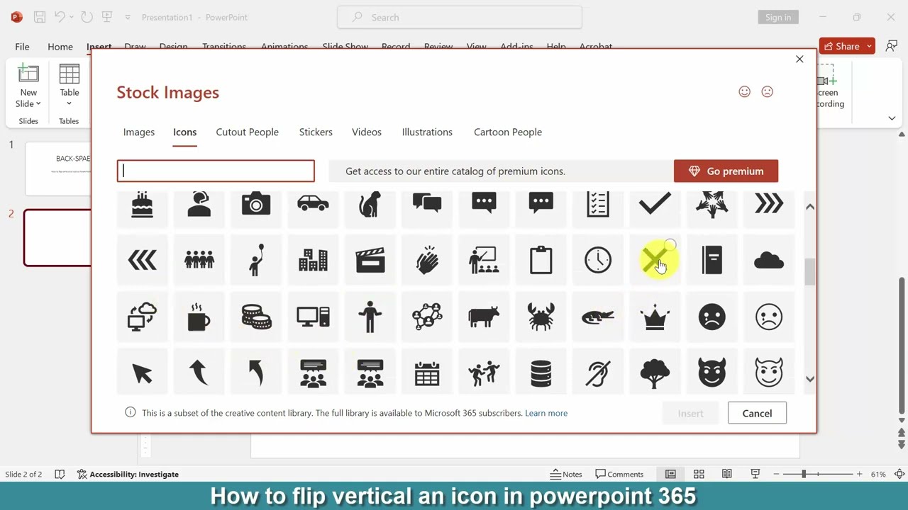 How to flip vertical an icon in PowerPoint 365