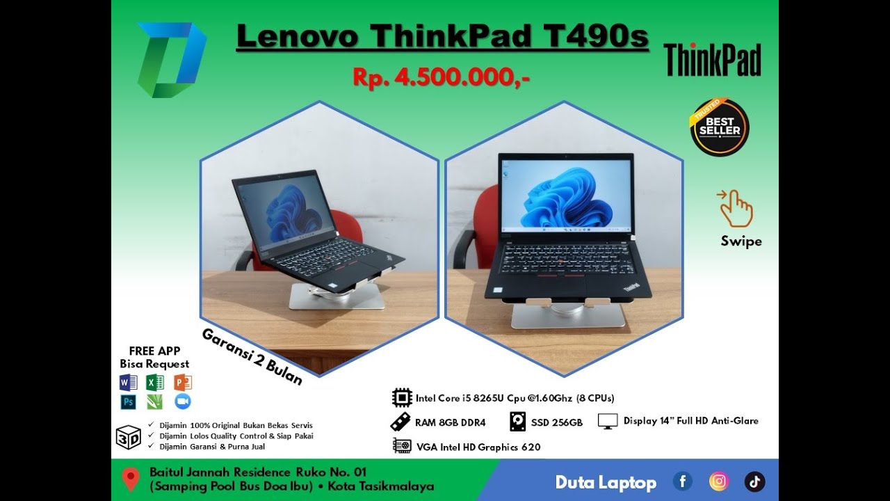 Review Lenovo Thinkpad T490s - Laptop Slim High Performance