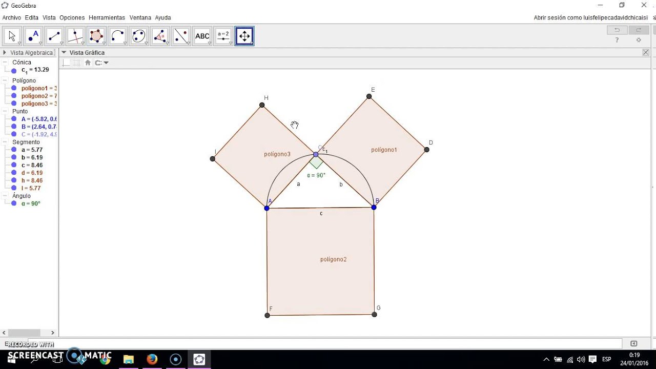 Teorema de Pitagoras con Geogebra