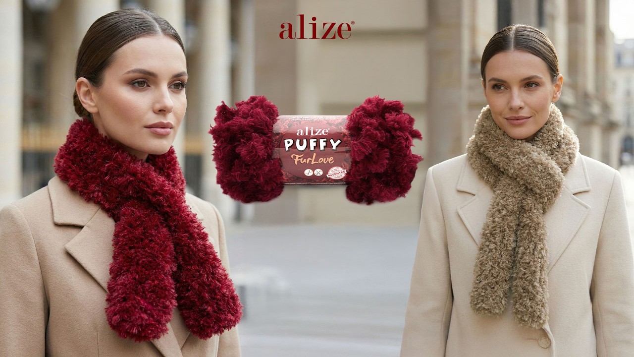 Шарф из пряжи Alize Puffy FurLove