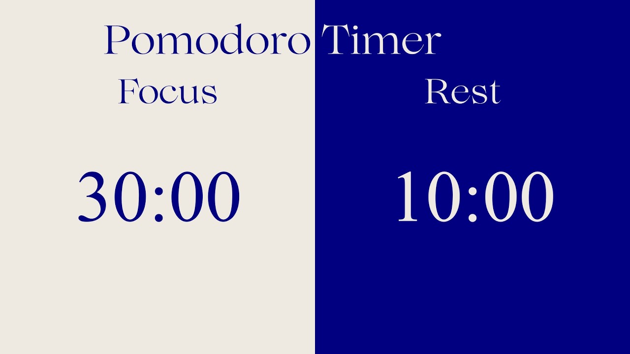 30/10 Pomodoro Timer | 2 hours focus session in navy blue | No music | Bell ring