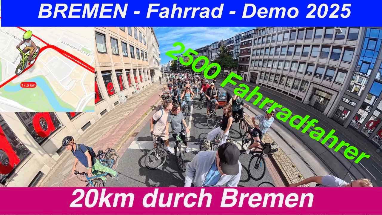 Bremer Fahrrad-Demo 7-9-2025 mit 2500 Teilnehmern