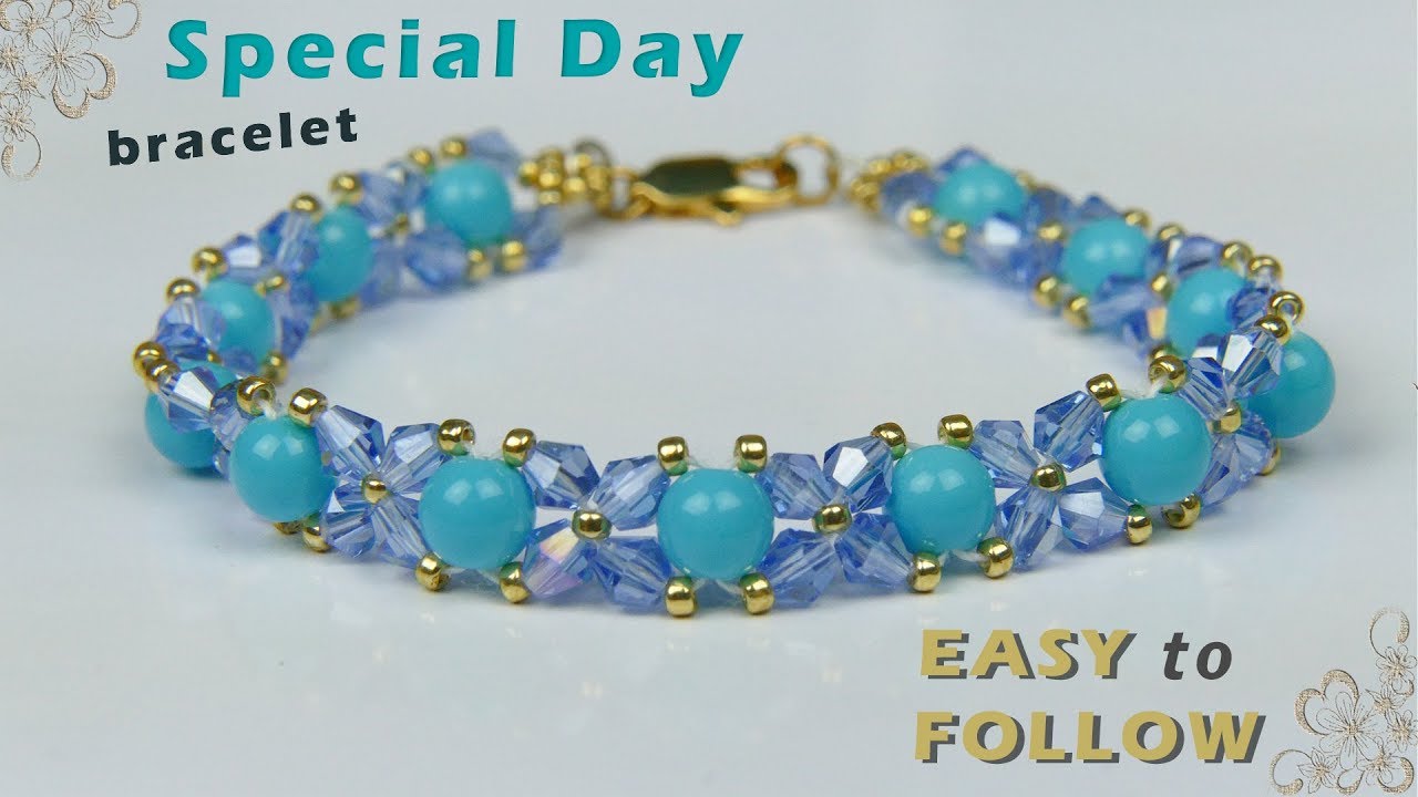 DIY Beaded Bracelet for beginners, pulsera, браслет из бисера и бусин