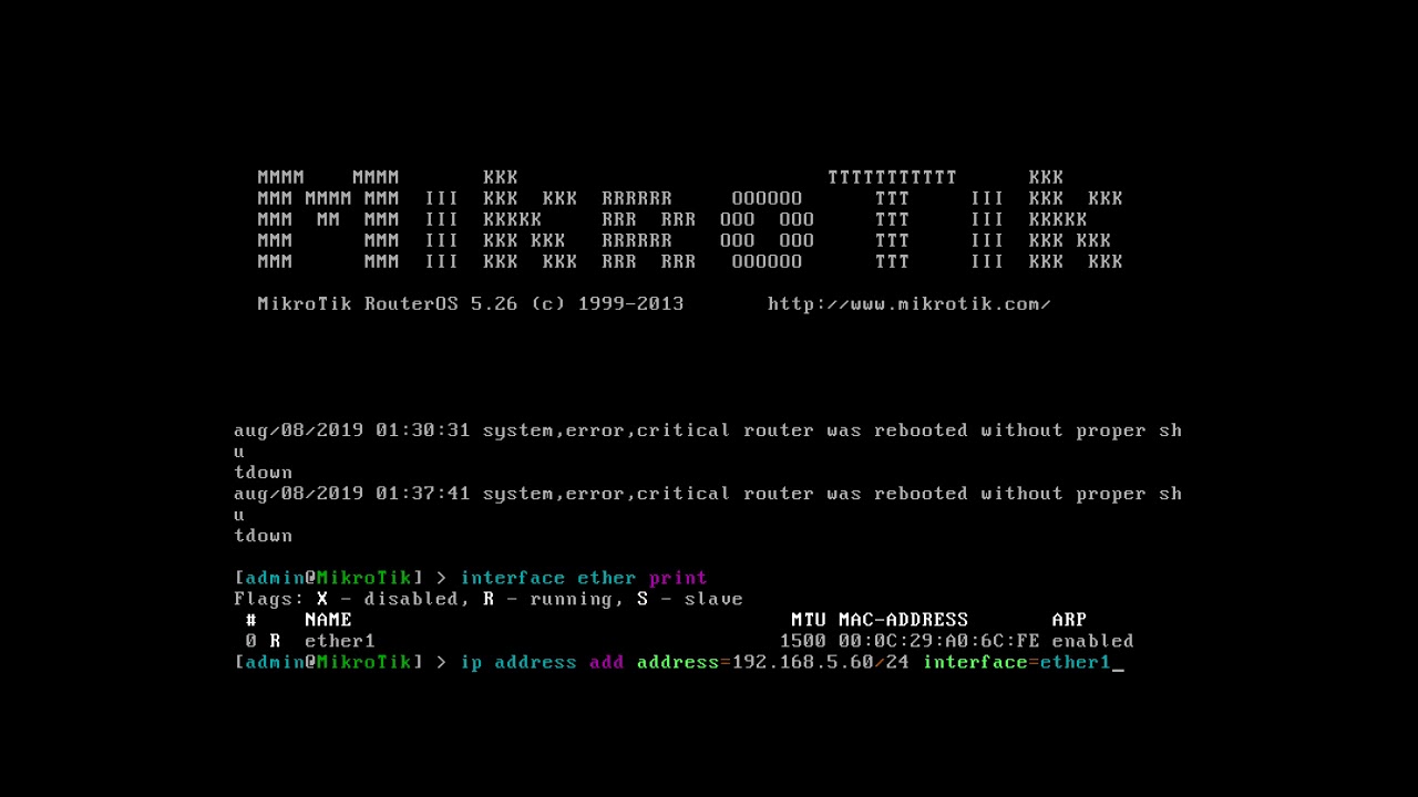 enable mikrotik ethernet