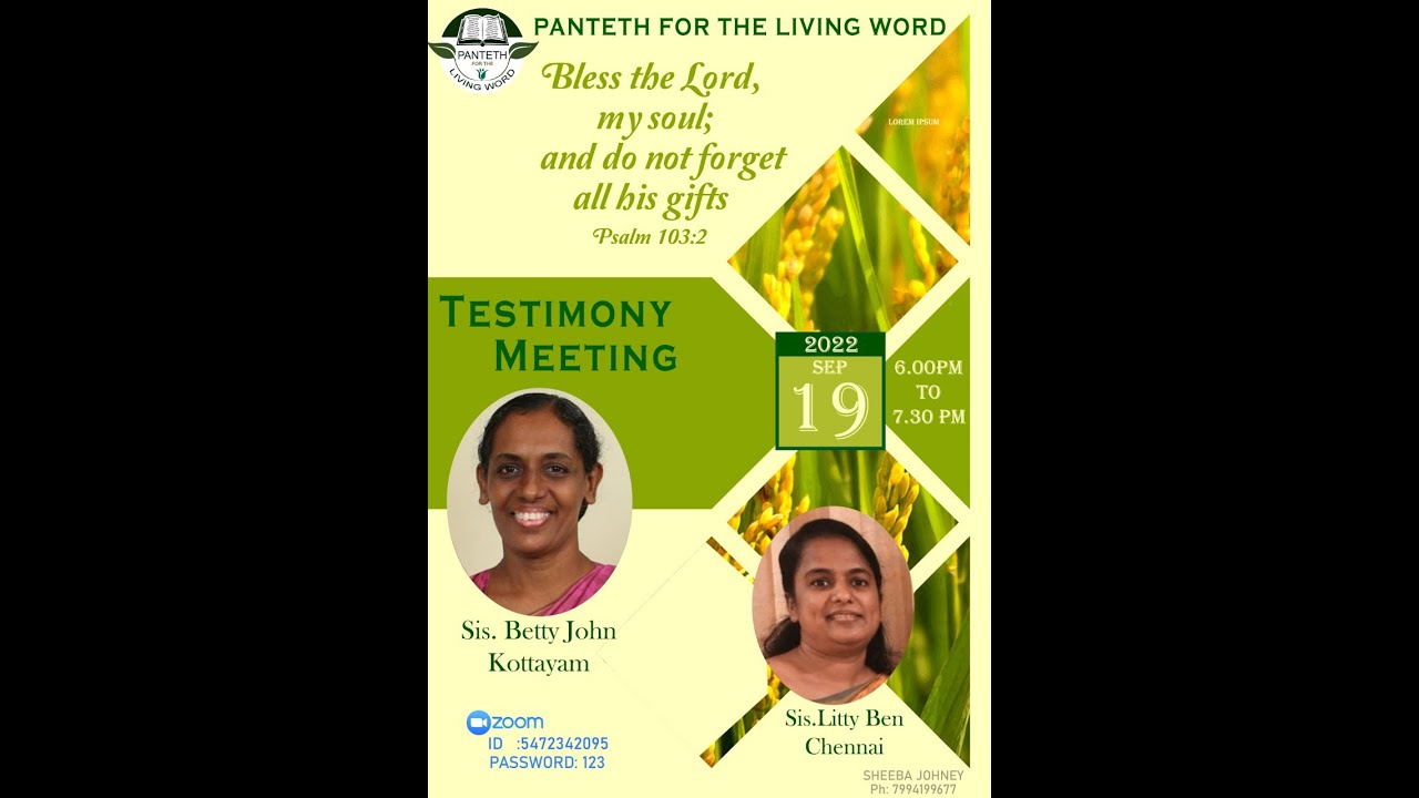 Testimony of Sis. Betty John Kurian Kottayam | Songs by Litty Ben Chennai |