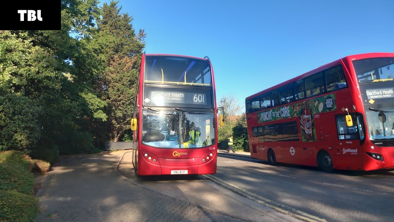 FRV on the London bus route 601 from Thamesmead to Dartford Heath/Wilmington Schools E159 SN11 BUP