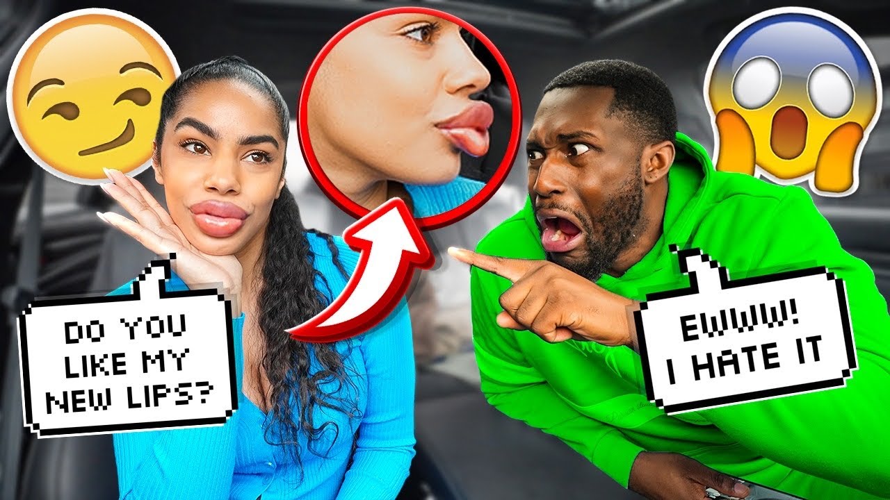 I GOT JUMBO LIP IMPLANTS! *HE'S SCARED OF ME*