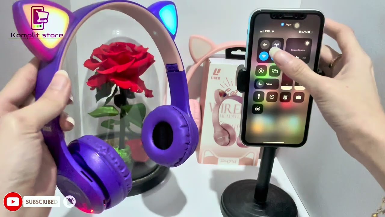 tutorial cara menggunakan headphone bluetooth kucing led p47m headset wireless cat ear p47