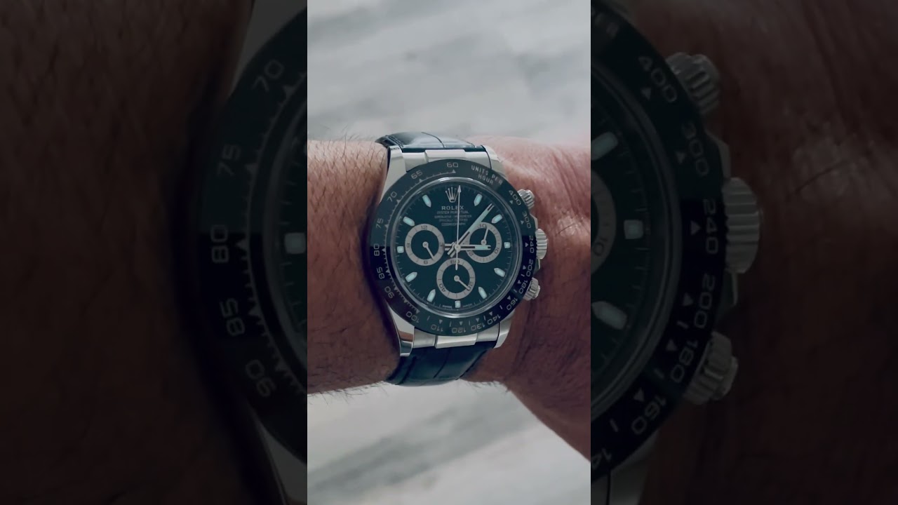 Rolex Daytona 116500LN with black dial and Rolex alligator strap. @ROLEX