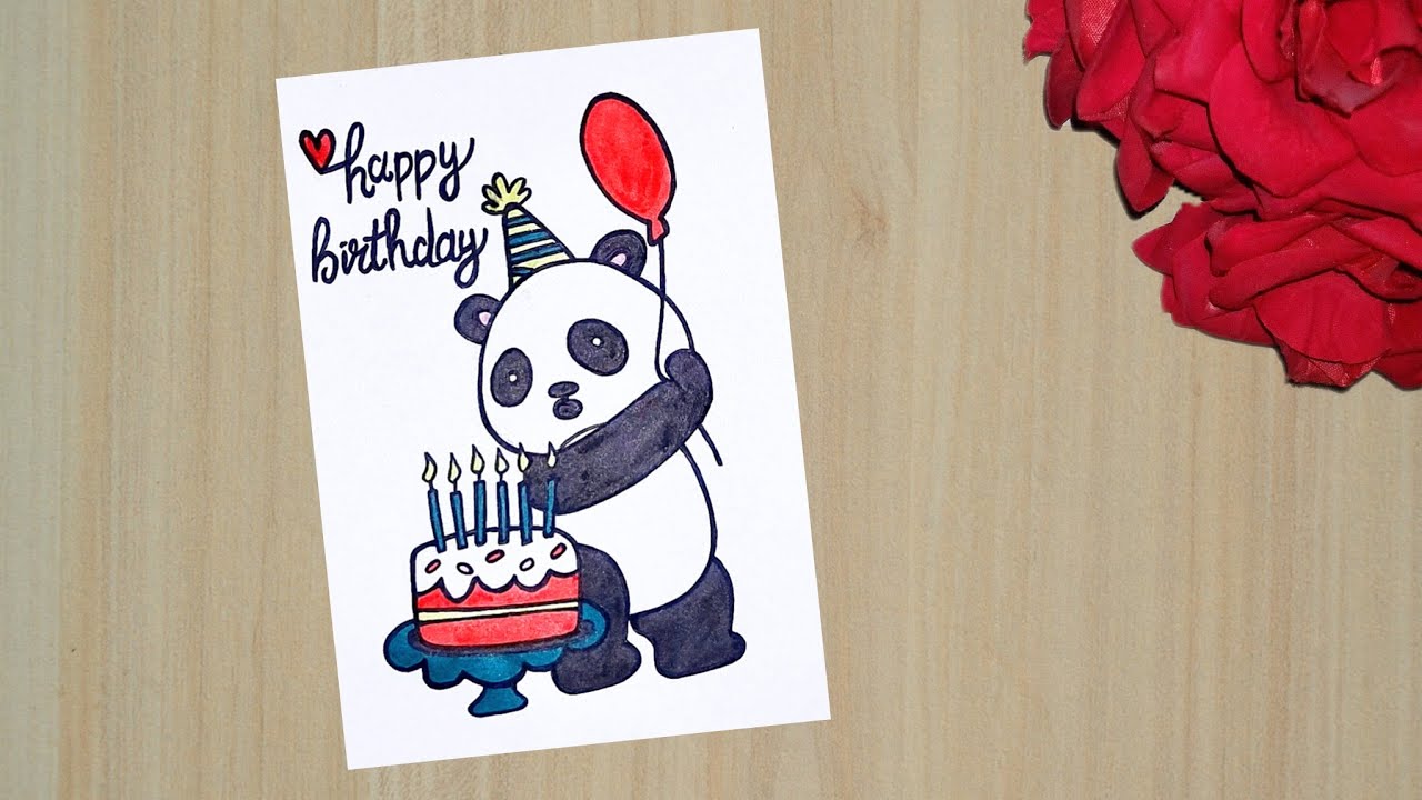 Cute Panda Birthday Card //How to Draw Birthday Card //Birthday Greeting Card //Birthday Drawing