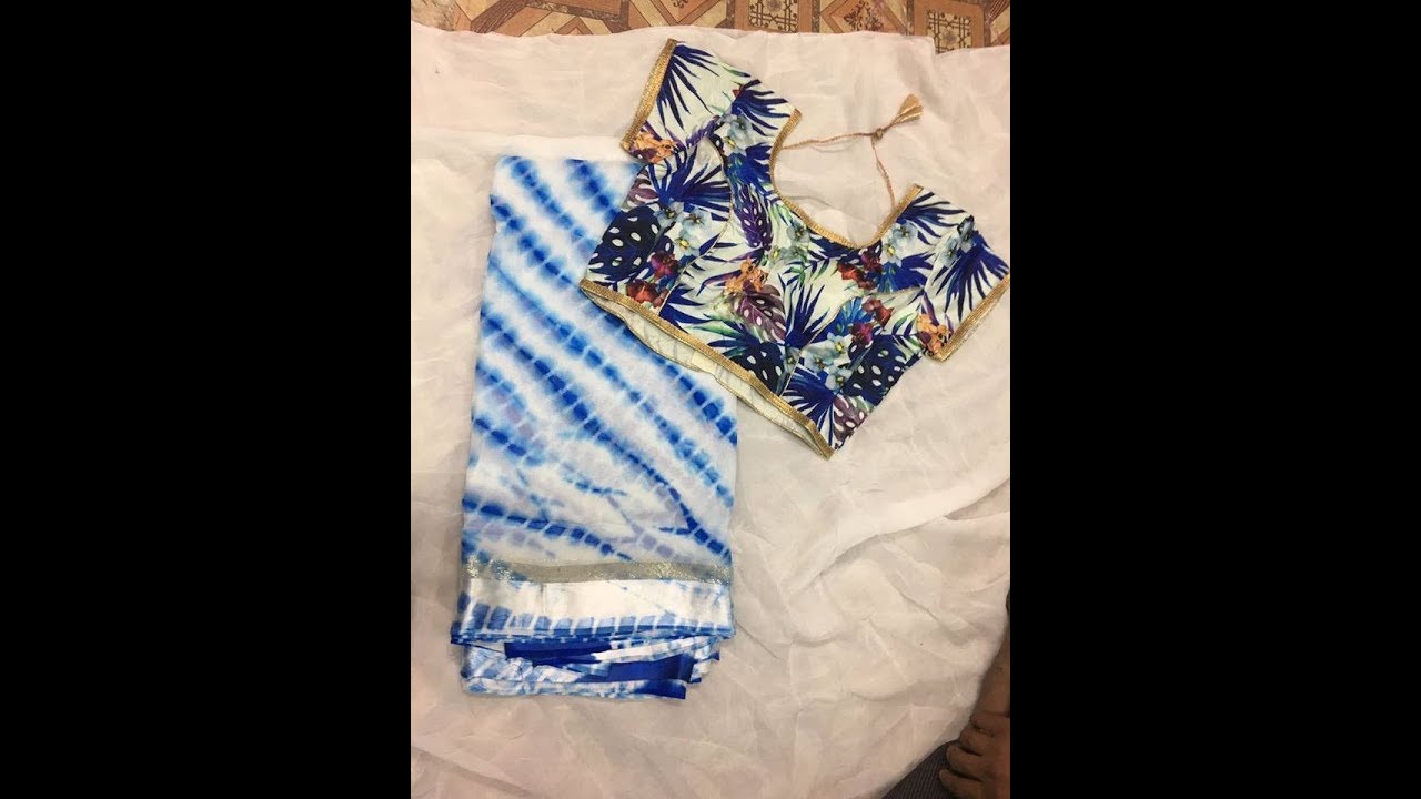 New Shibori Print Embroidered Georgette Saree With Blouse Designs