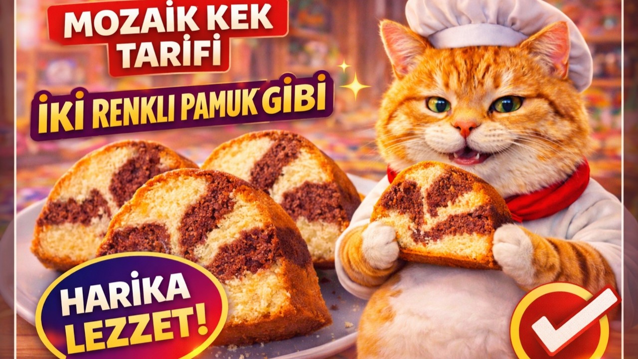 Mozaik Kek Tarifi | iki Renkli Pamuk Gibi Ev Keki Tam Ölçülü