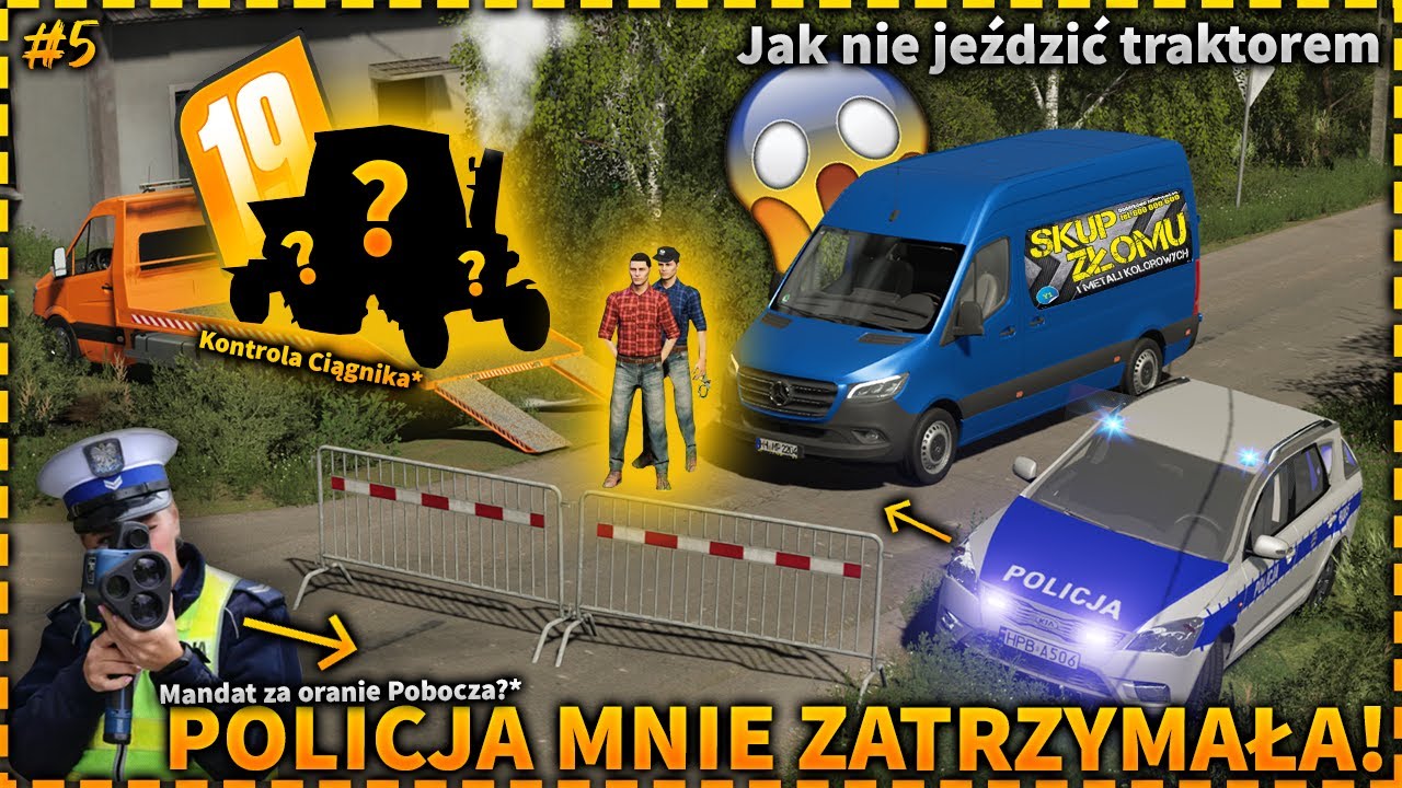 ✅BRACIA NA POLSKIEJ FARMIE REMASTER #05 🚘😱 POLICJA MNIE ZATRZYMAŁA! Kontrola ciągnika na drodze 🚨🚜