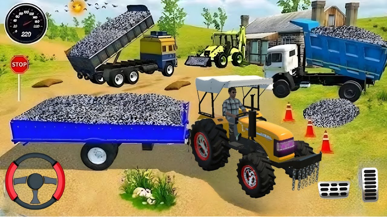 🔴Drive JCB and Uploading 🪨🏗Stone From Dumper🌋 Truck in Game #truck #jcb #tractor #dumper #games 0139