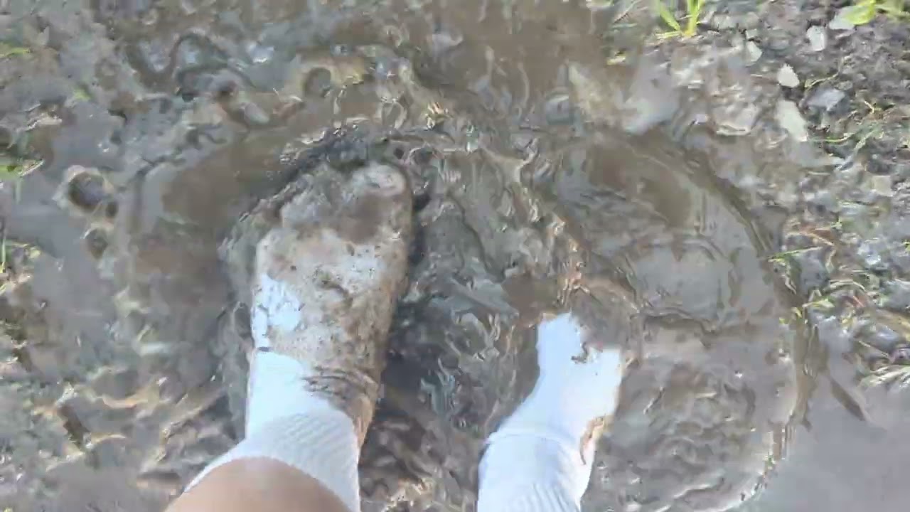 White Socks Playing In Muddy Puddles Part 1! 🧦