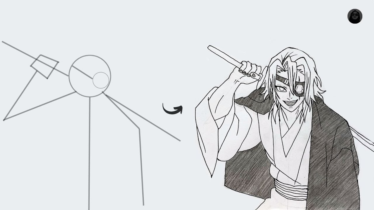 How to draw Tengen Uzui out of a Stick Man | Easy Step by Step