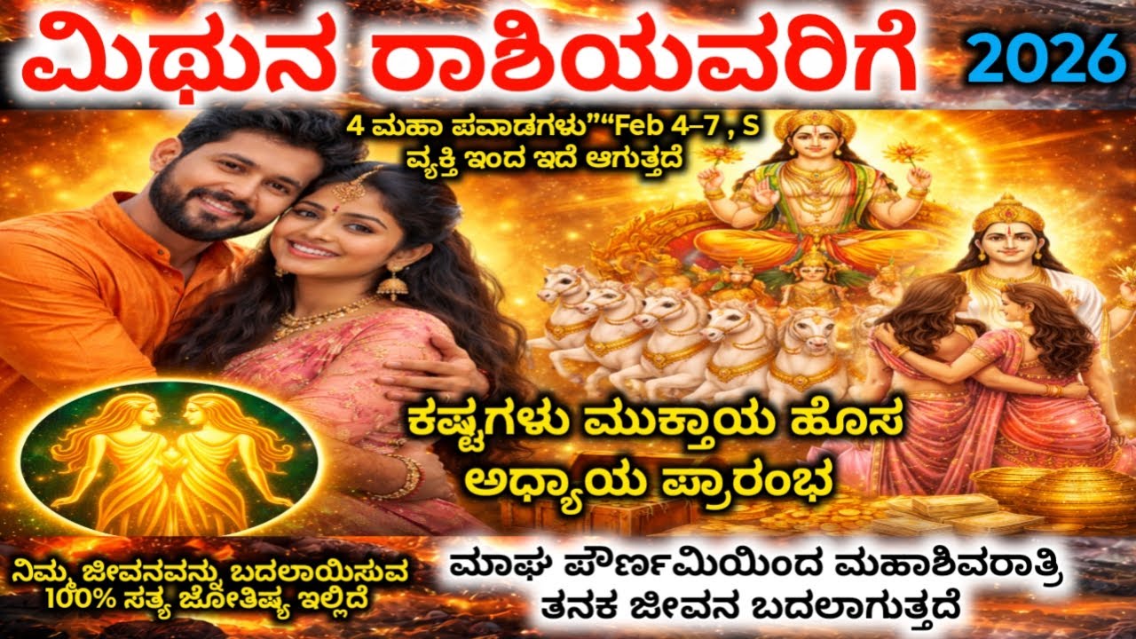 ಮಿಥುನ ರಾಶಿ :  ಫೆಬ್ರವರಿ 4–7 ಈ 4 ದಿನಗಳು ನಿಮ್ಮ ಜೀವನ ತಿರುವು | ತಪ್ಪು ಮಾಡಿದ್ರೆ ನಷ್ಟ | ದೇವರ ಸೂಚನೆ | Gemini