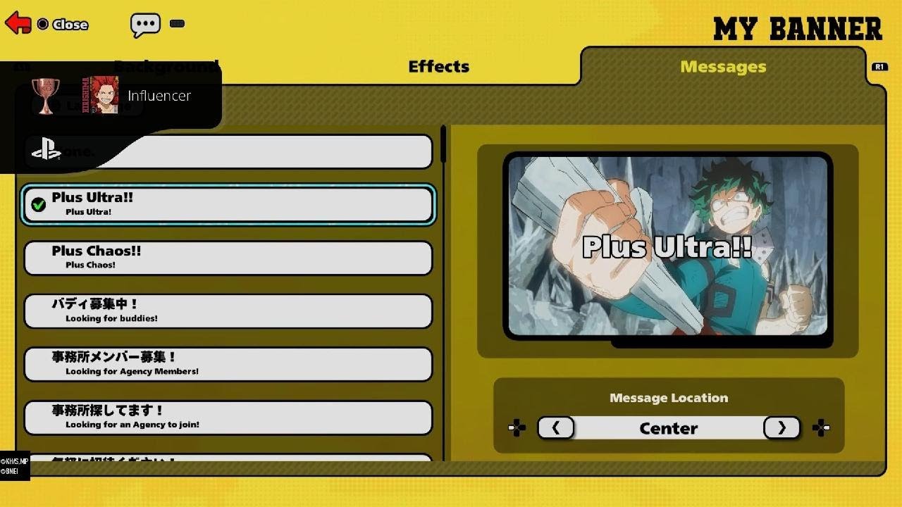 My Hero Ultra Rumble banner customization. 