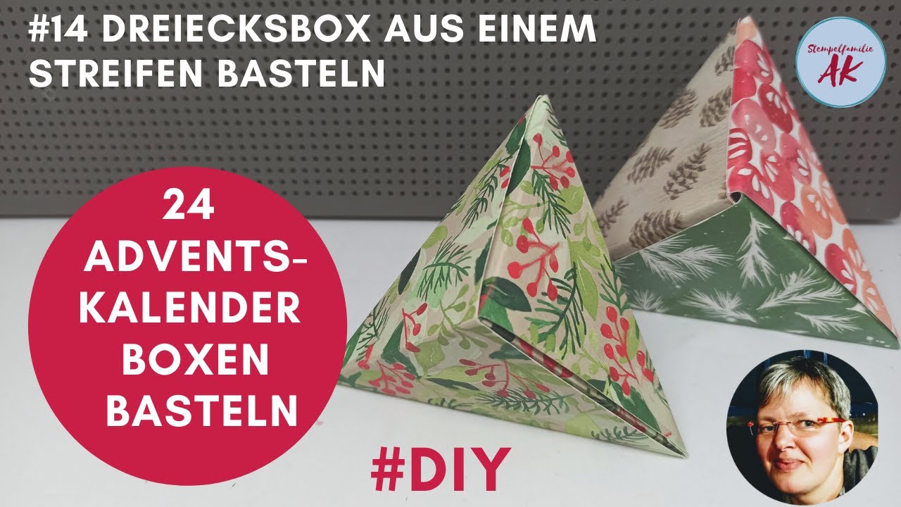 #18 Dreiecksbox aus einem Streifen falten - 24 Adventskalender Boxen basteln Stampin' Up! Anleitung