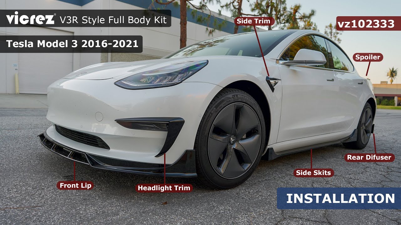 Полный обвес Vicrez V3R Style vz102333 | Tesla Model 3 2016-2021 | Установка