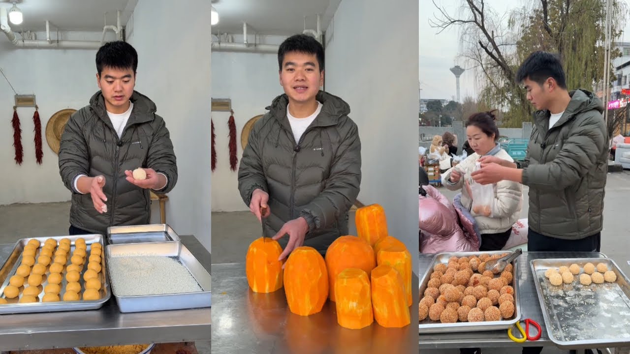 ''大俊的十里乡村'' 南瓜芝麻球外酥里嫩