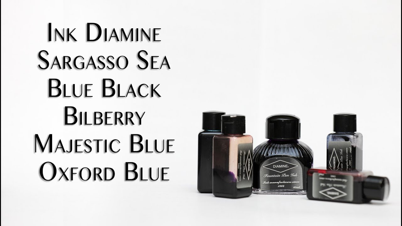 inchiostri Diamine blu Majestic Oxford Bilberry Blue Black Sargasso Sea - ink test review