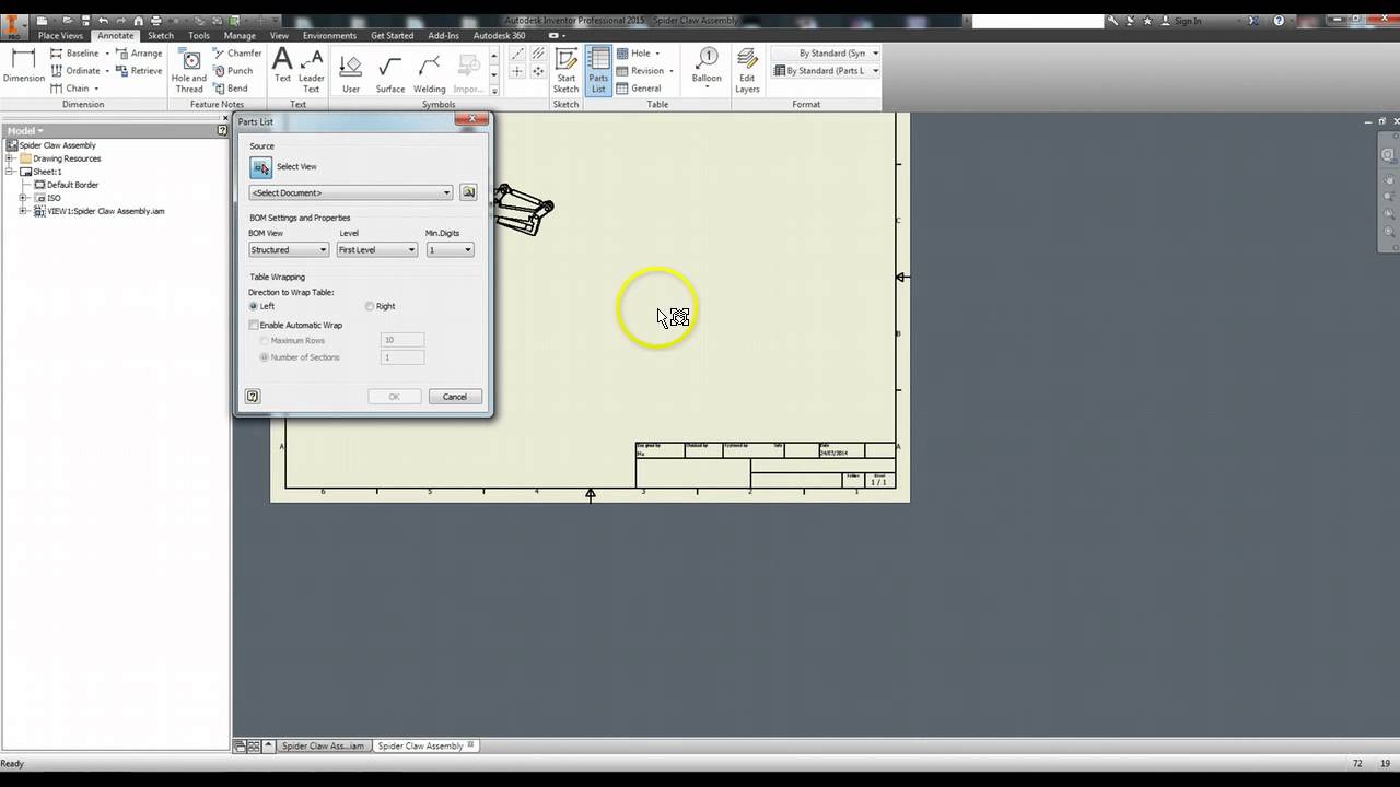 Inventor Part List Total Weight