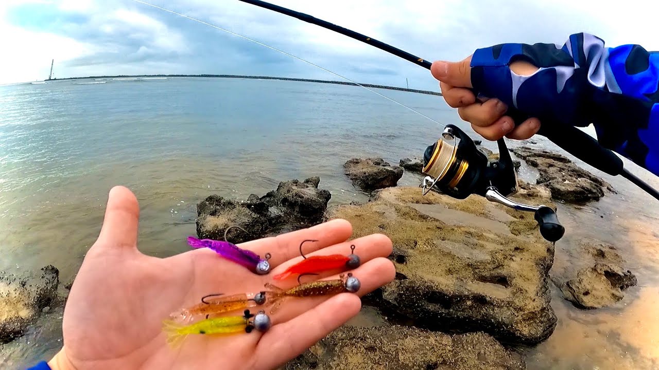 MICRO CAMARÃO ARTIFICIAL NA BEIRA DA PRAIA! Peixe grande no ultralight.